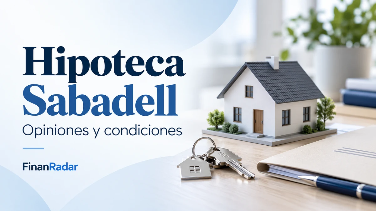 Hipoteca Sabadell: opiniones y condiciones, con una casa en miniatura y llaves